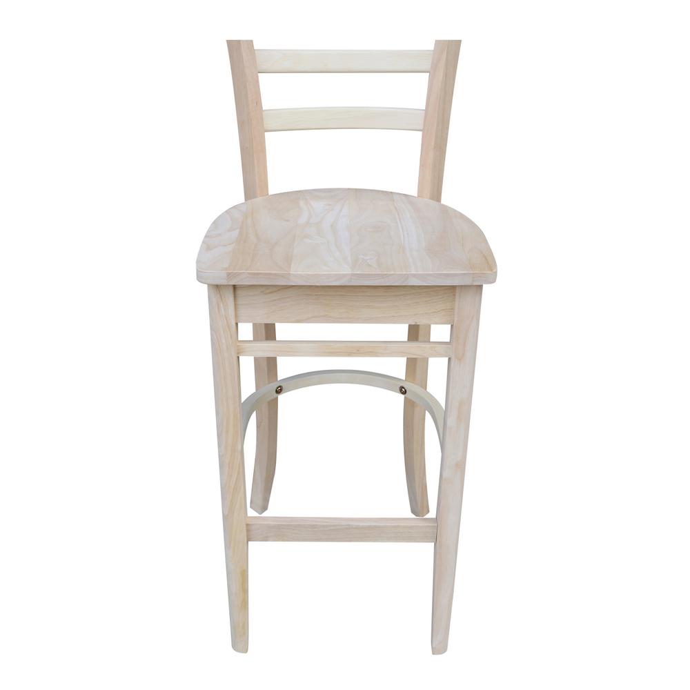 Emily Bar height Stool - 30" Seat Height, Unfinished. Picture 2