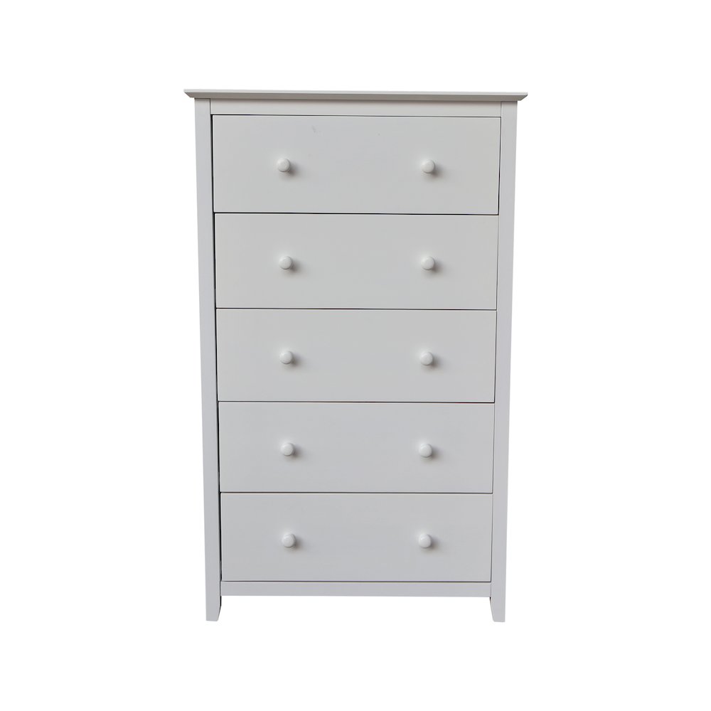 Solid Wood Bedroom Dresser/Chest with 5 Drawers, White. Picture 2