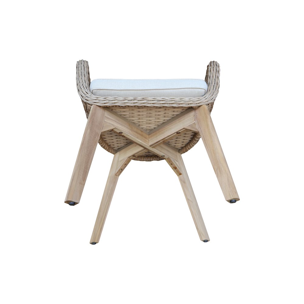Outdoor Set of Two Wicker Dining Chairs with Cusions, Natural. Picture 8