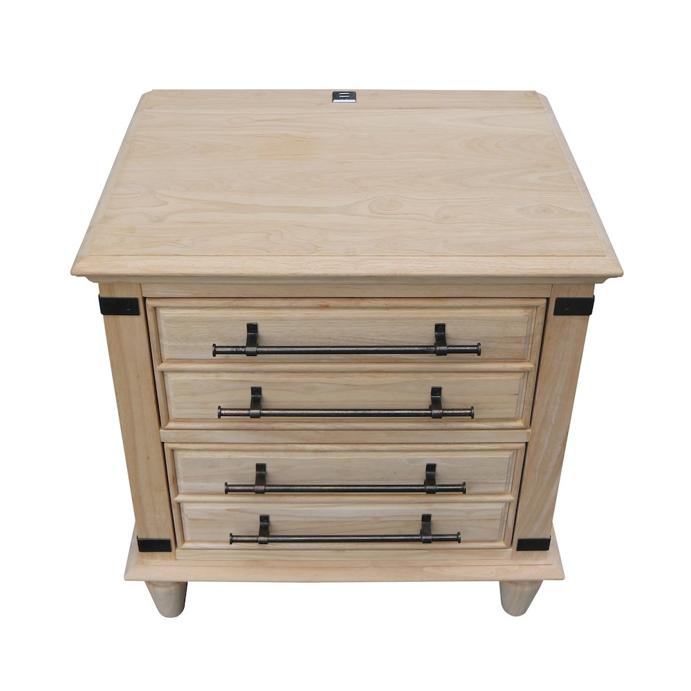 2-Drawer Nightstand with USB Charging, Wide Ready to Finish Bedside Chest. Picture 10