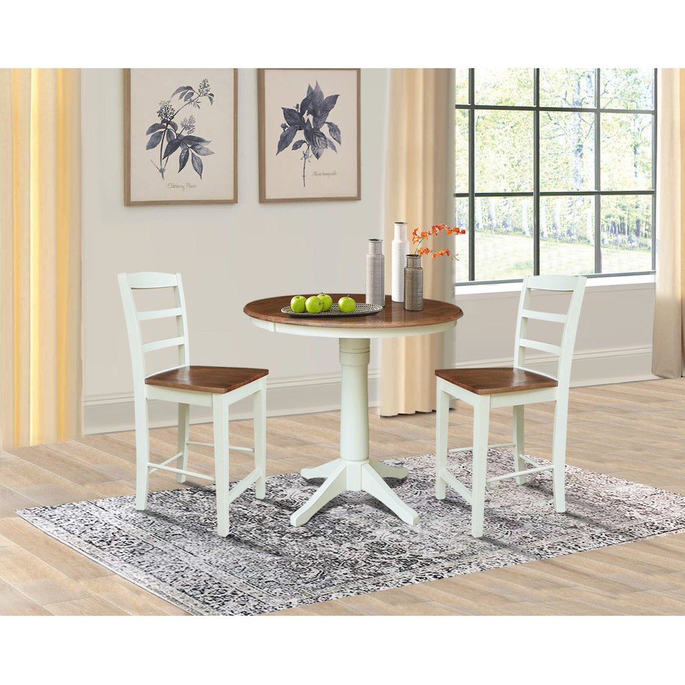 36" Round Extension Table with 2 Counter Height Stools. Picture 4