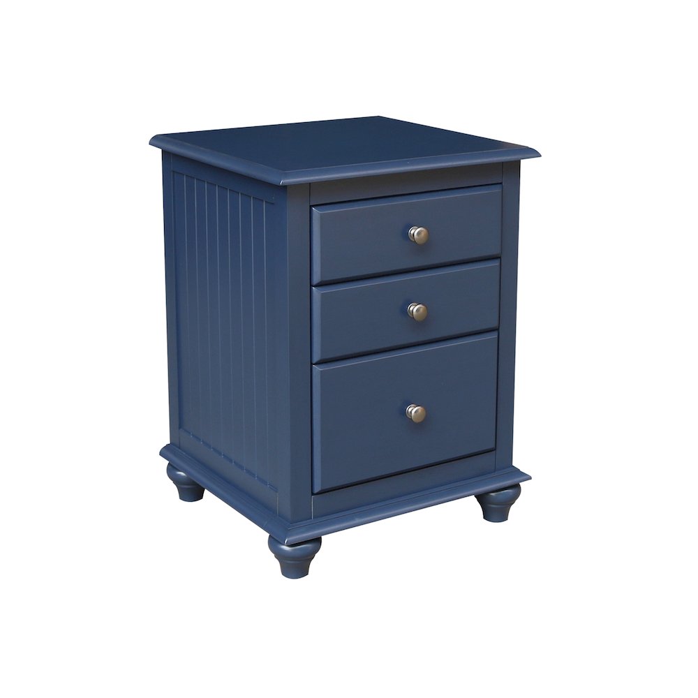 3-Drawer Nightstand, Modern Denim Blue Bedside Table with Tiered Storage. Picture 5