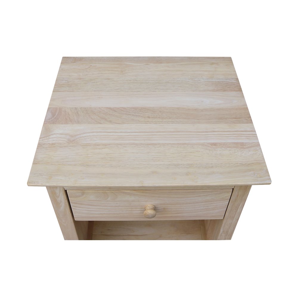 Solid Wood 1-Drawer Nightstand, Unfinished Ready to Finish Bedside Table. Picture 10