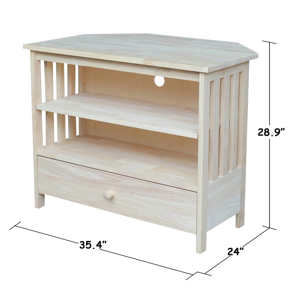 Mission Corner Entertainment / TV Stand, Unfinished. Picture 11