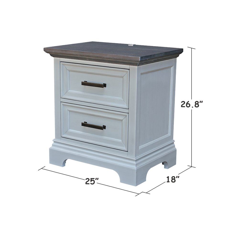 2-Drawer Nightstand with USB Charging, Mist & Heather Gray Bedside Table. Picture 3