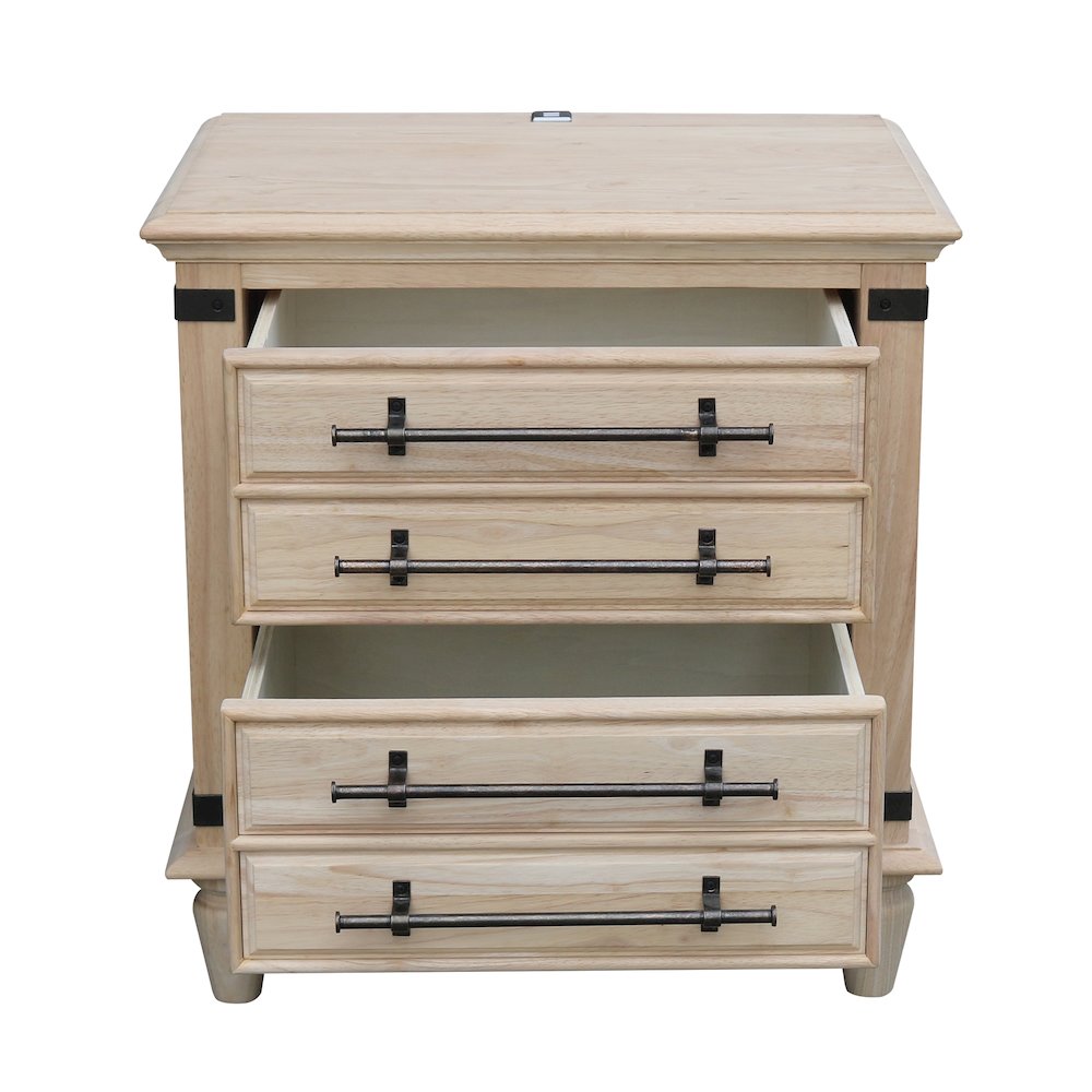 2-Drawer Nightstand with USB Charging, Wide Ready to Finish Bedside Chest. Picture 7