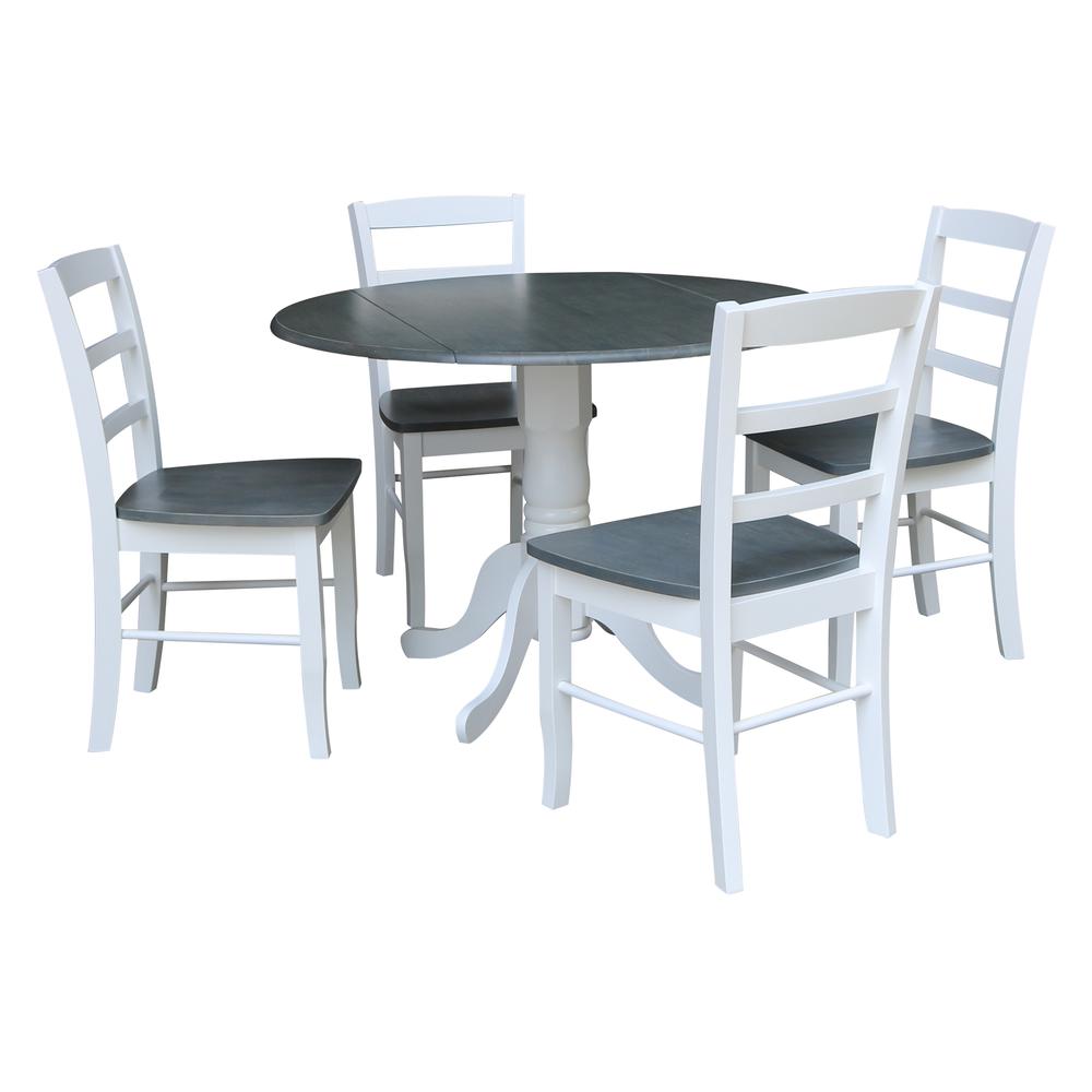 42" Dual Drop Leaf Dining Table with 4 Madrid Ladderback Chairs. Picture 1