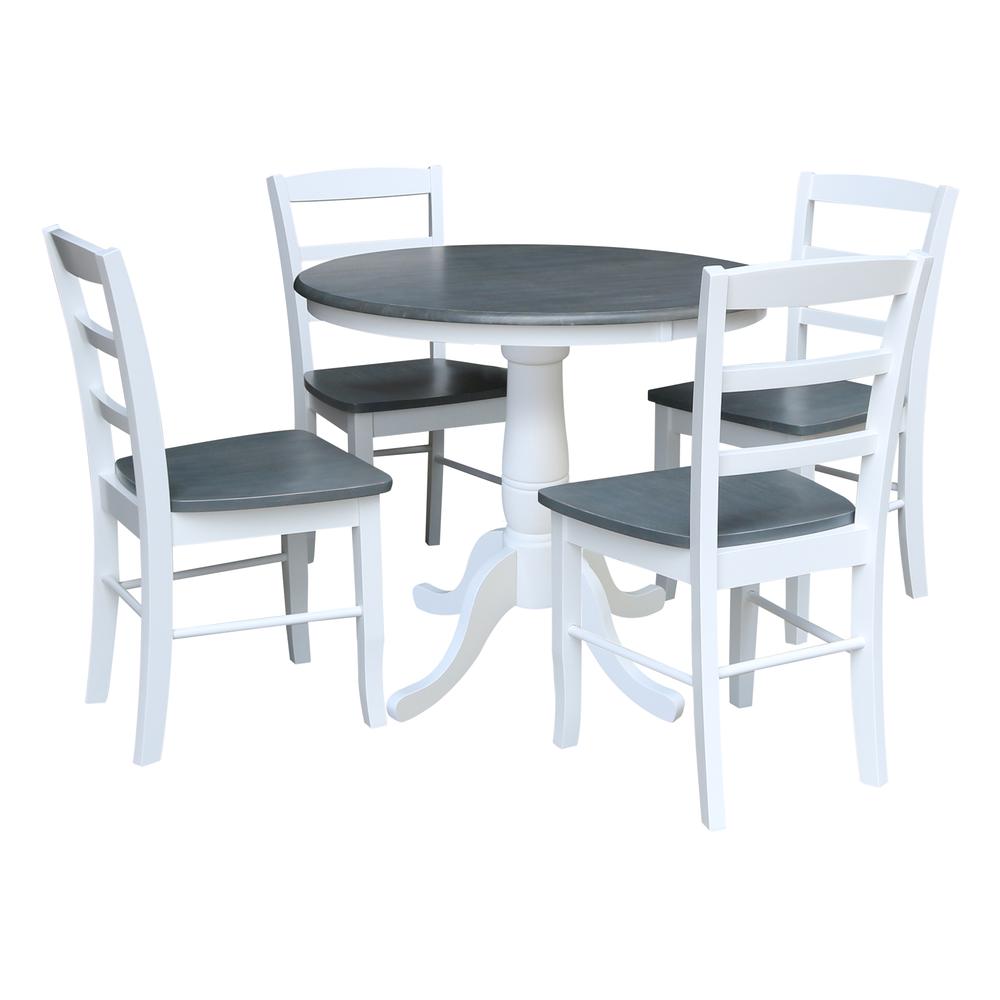 36" Round Pedestal Dining Table with 4 Madrid Ladderback Chairs. Picture 2