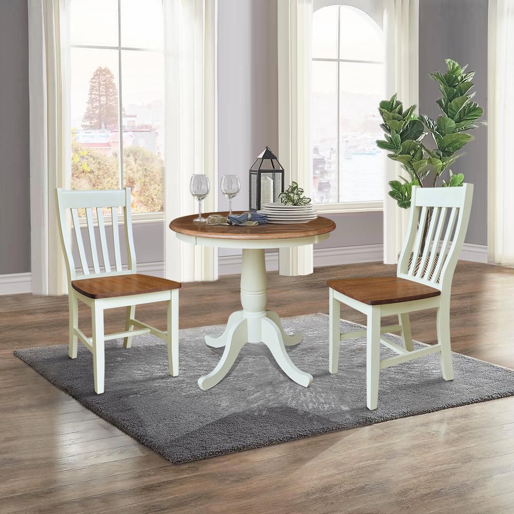 30" Wood Round Top Table with 2 Dining Chairs. Picture 4