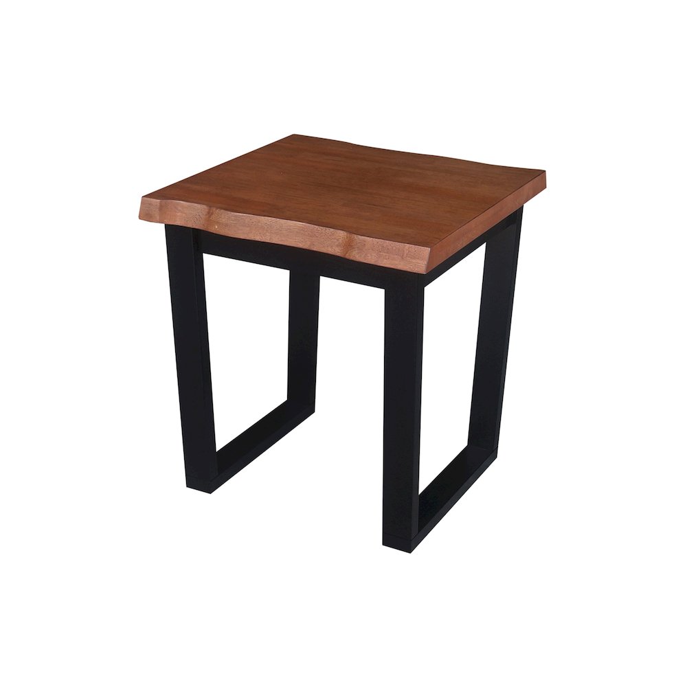 Live Edge Solid Wood End Table, Bourbon Oak/Black. Picture 1