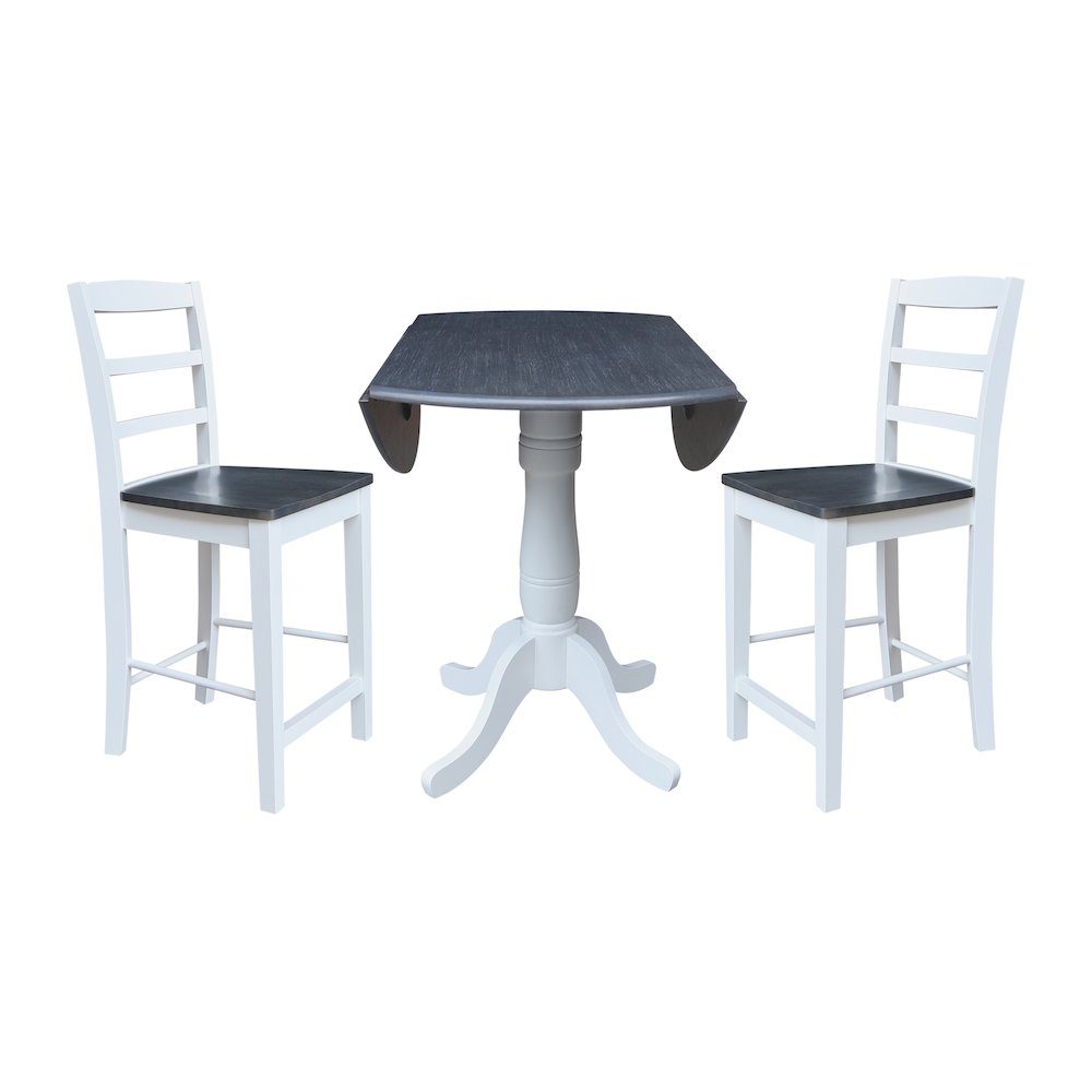 42" Round Pedestal Table with Two Counter Height Stools. Picture 3