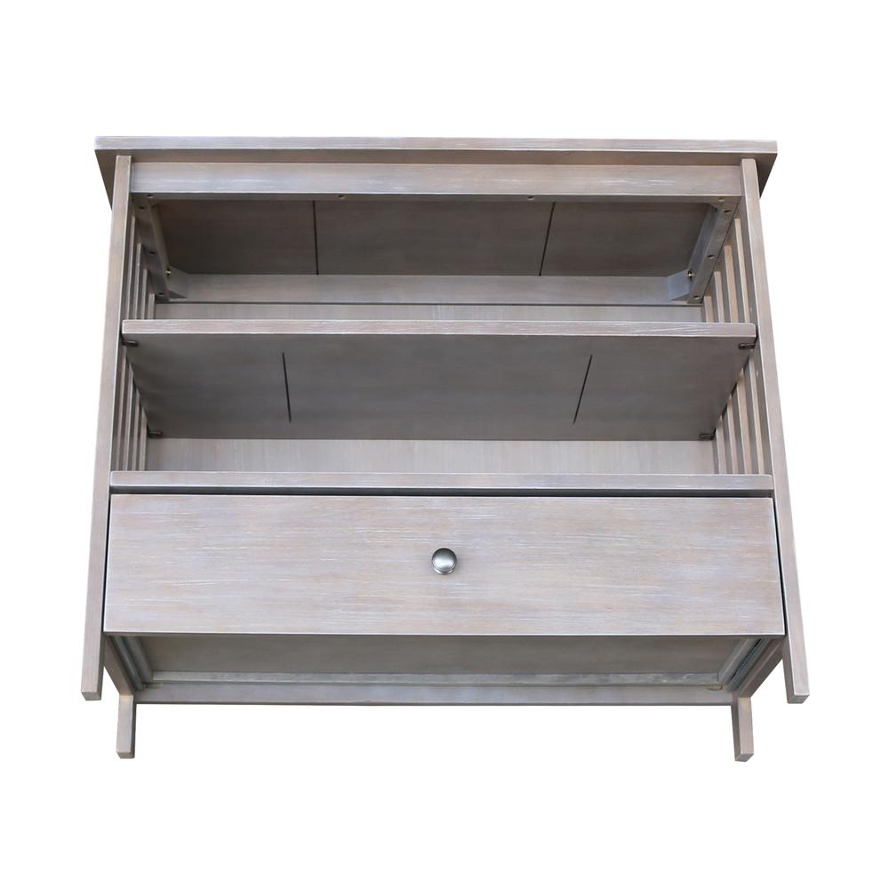 Mission Corner TV Stand, Washed Gray Taupe. Picture 3