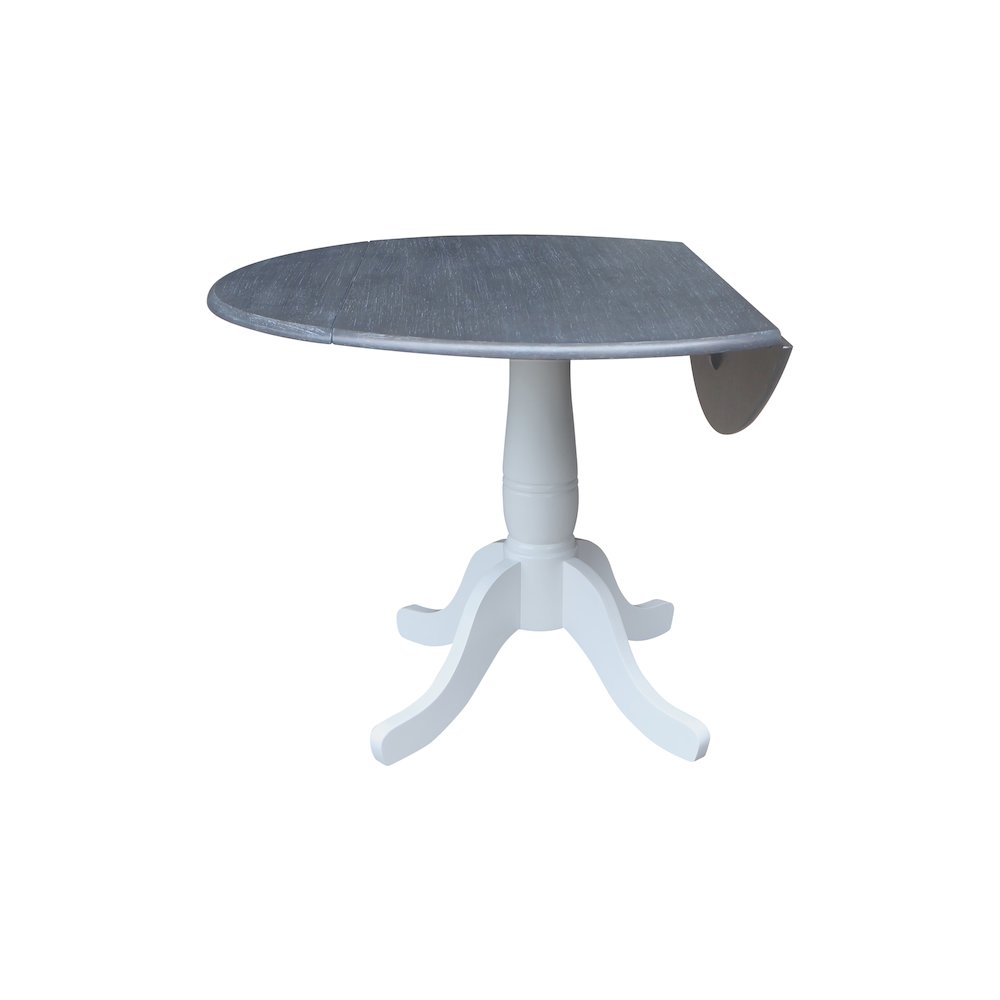 42" Round Dual Drop Leaf Pedestal Dining Table, 29.5" High. Picture 6