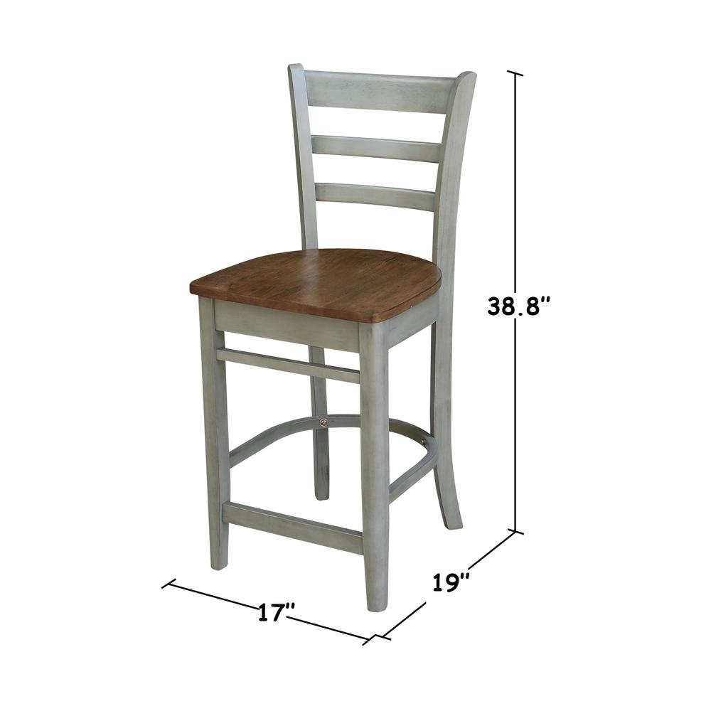 Emily Counterheight Stool - 24" Seat Height, Hickory/Stone. Picture 7