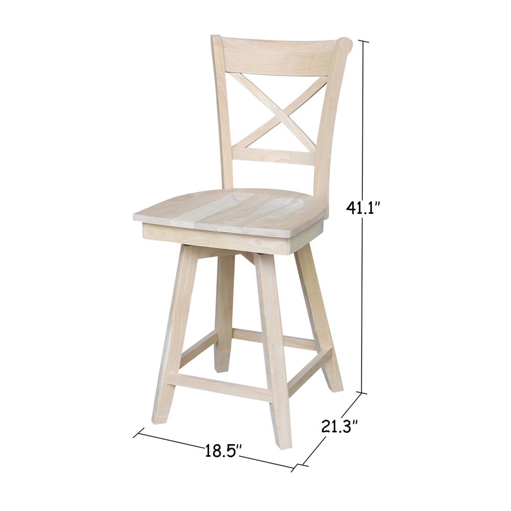 Charlotte Counter height Stool - 24" Seat Height - With Swivel And Auto Return, Unfinished. Picture 9