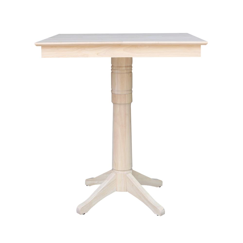 36" x 36" Square Top Pedestal Table With 4 Bar Height Stools (Set of 5). Picture 2