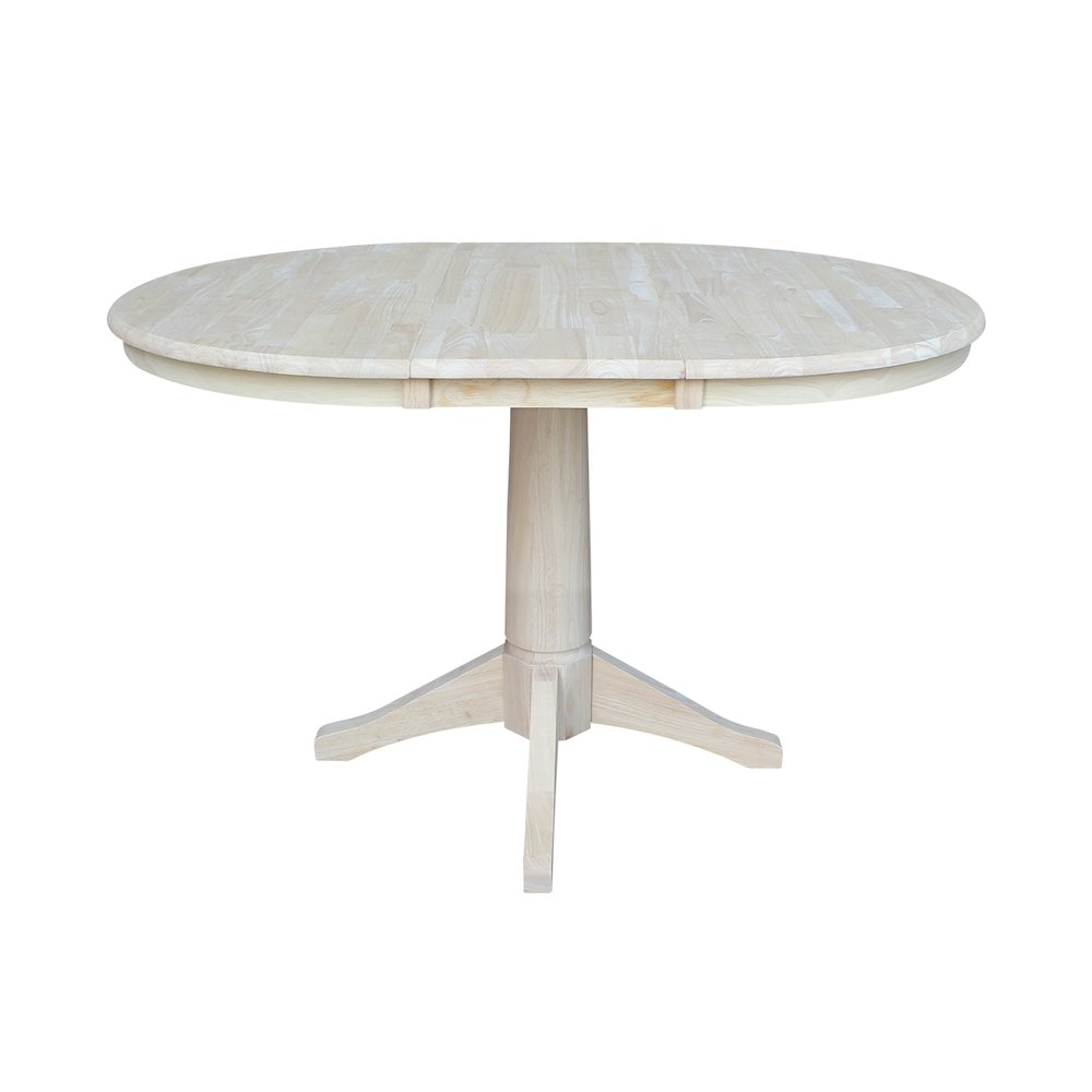 36" Round Top Pedestal Table With 12" Leaf - 30.1"H - Dining Height. Picture 2