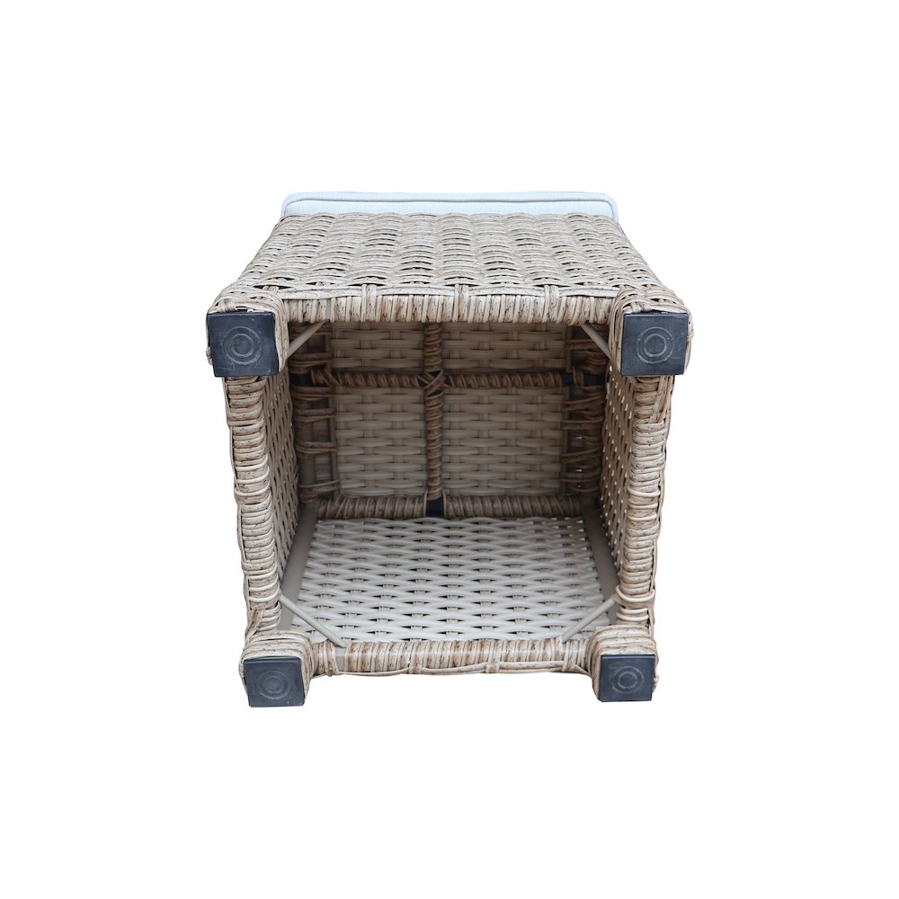 Outdoor Set of Two Wicker Stools with Cushions, Natural. Picture 4