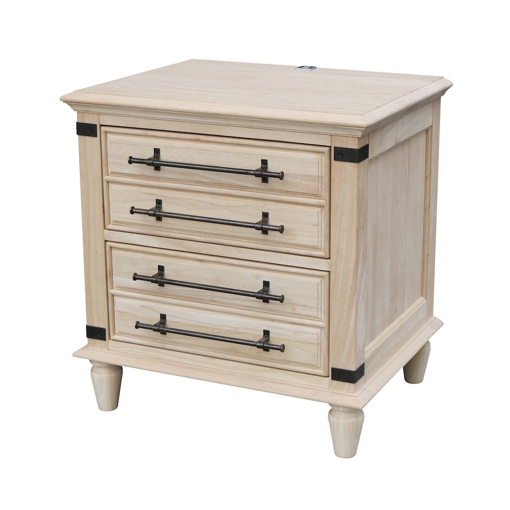 2-Drawer Nightstand with USB Charging, Wide Ready to Finish Bedside Chest. Picture 3