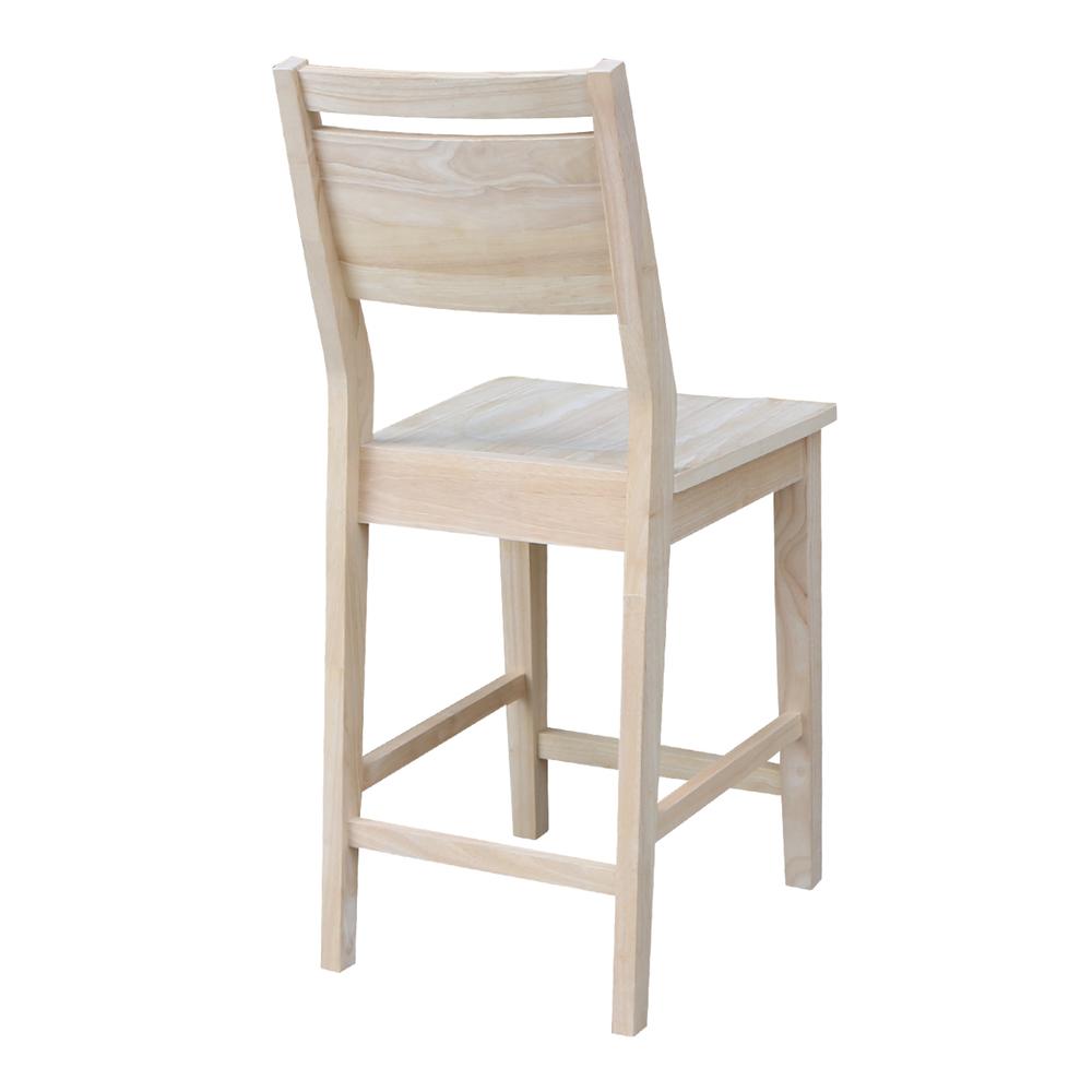 Aspen Counter height Panel Stool - 24" Seat Height, Unfinished. Picture 6