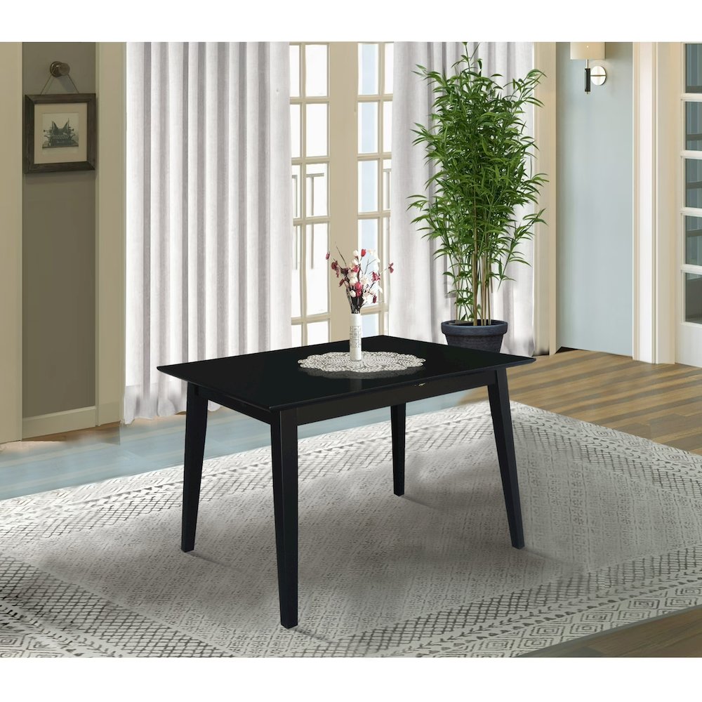 60" Butterfly Extension Dining Table, Black Contemporary Kitchen Table. Picture 3