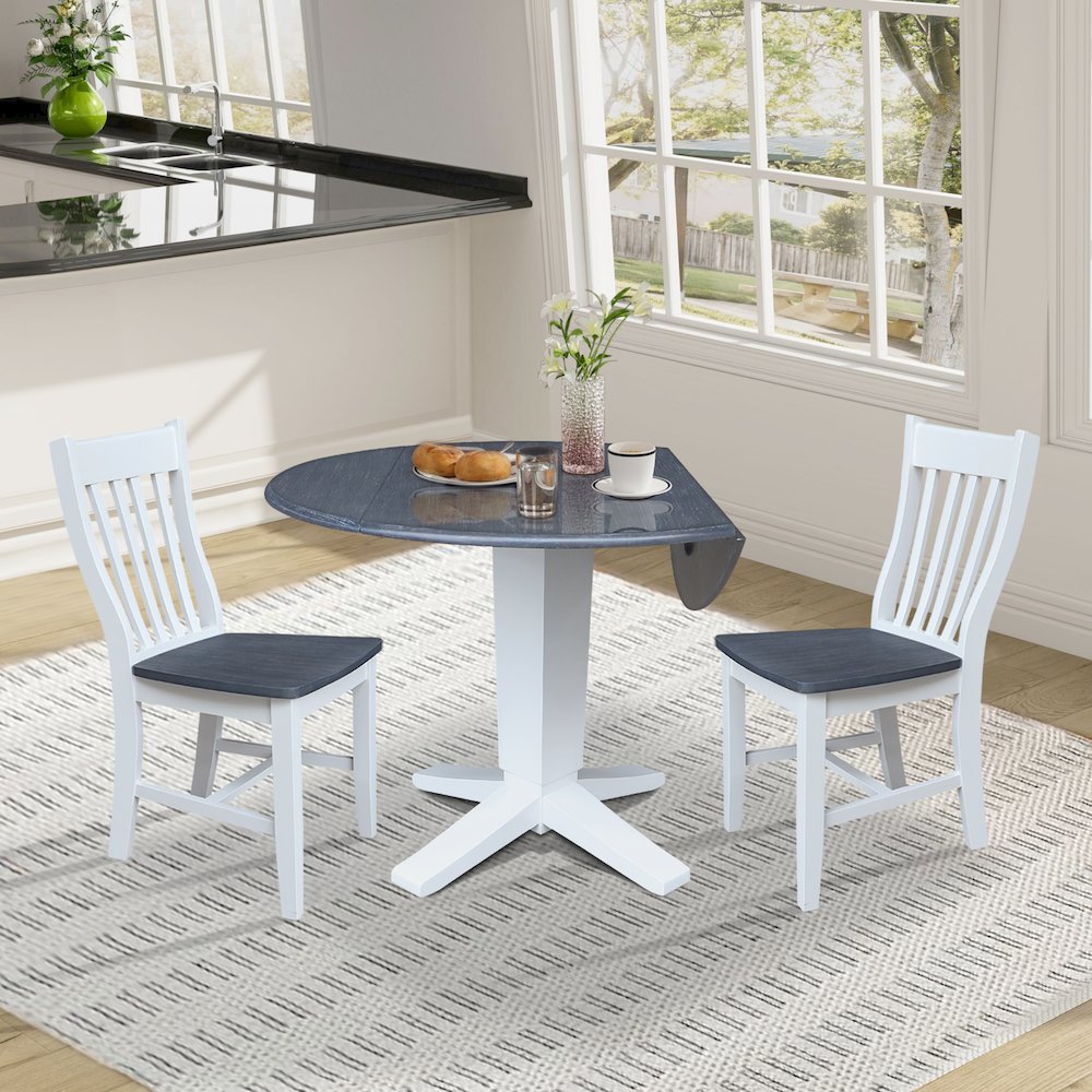 42" Round Drop Leaf Table with Two Dining Chairs. Picture 5