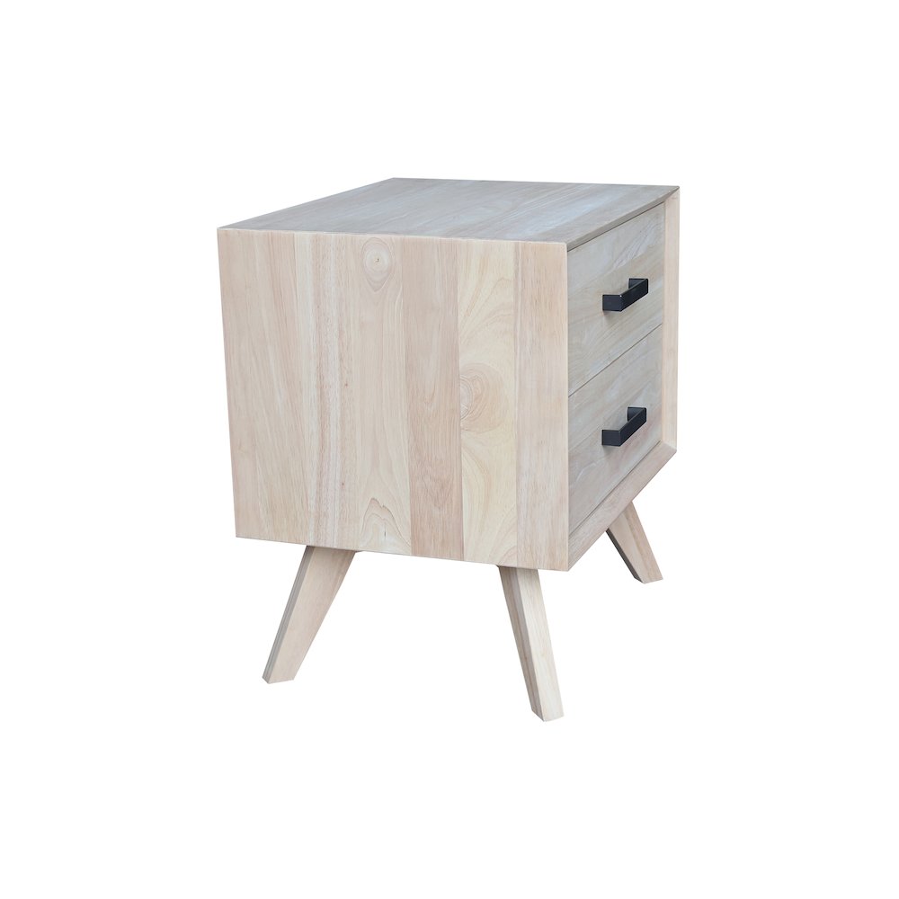 2-Drawer Nightstand, Wide-Body Unfinished Ready to Finish Bedside Table. Picture 4