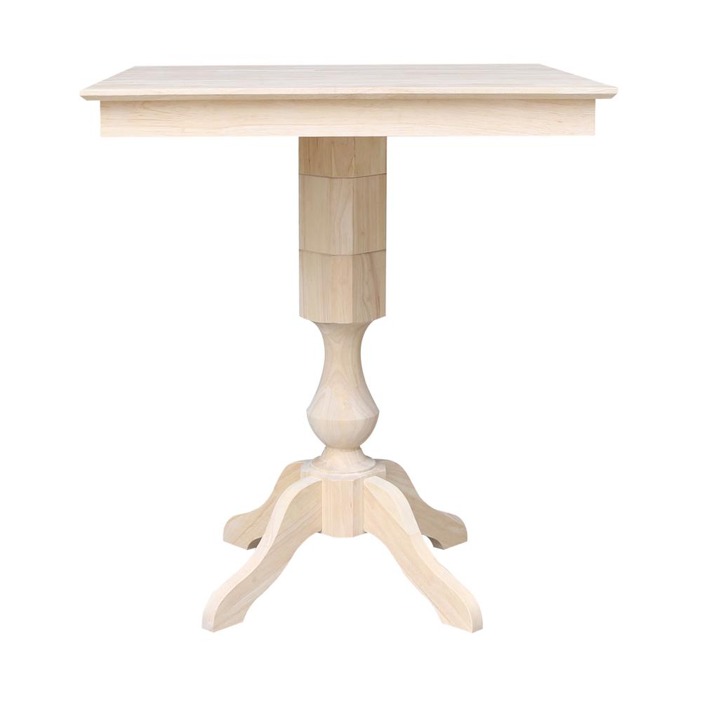 36" x 36" Square Top Pedestal Table With 4 Bar Height Stools (Set of 5). Picture 2