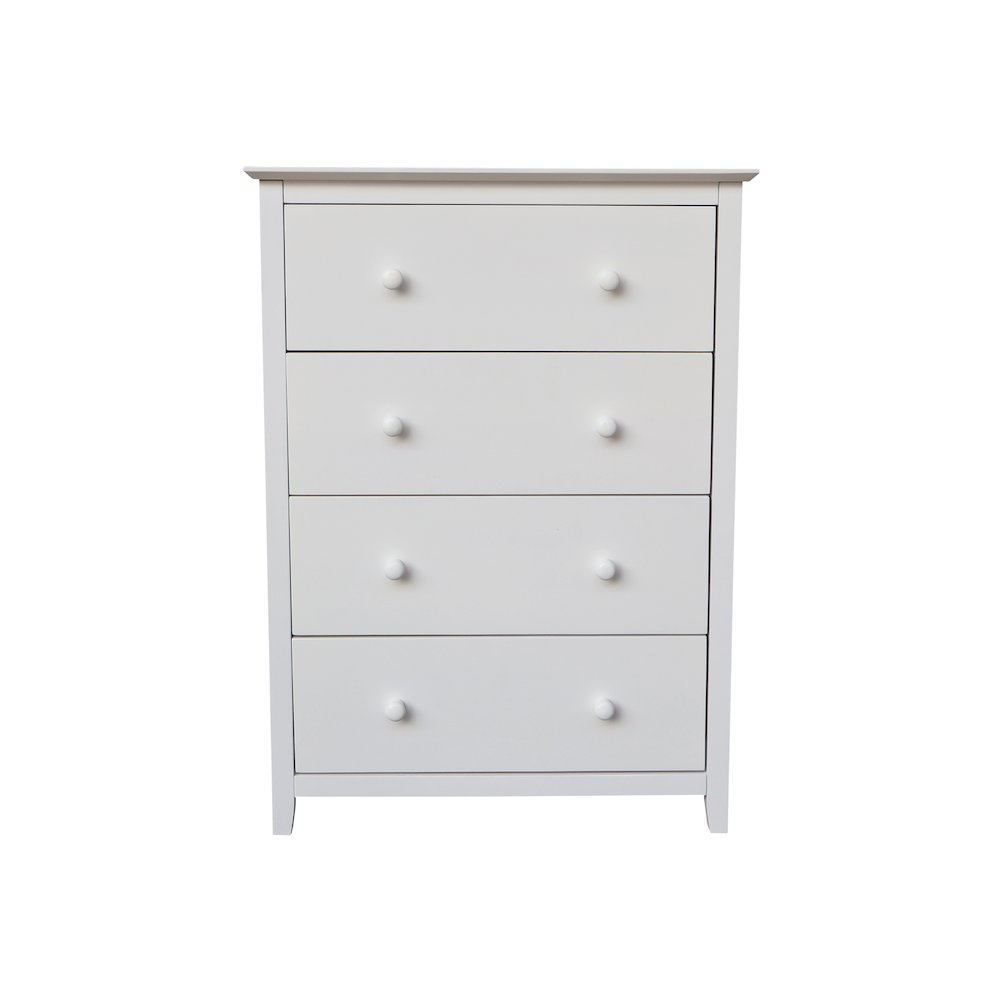Solid Wood Bedroom Dresser/Chest with 4 Drawers, White. Picture 2