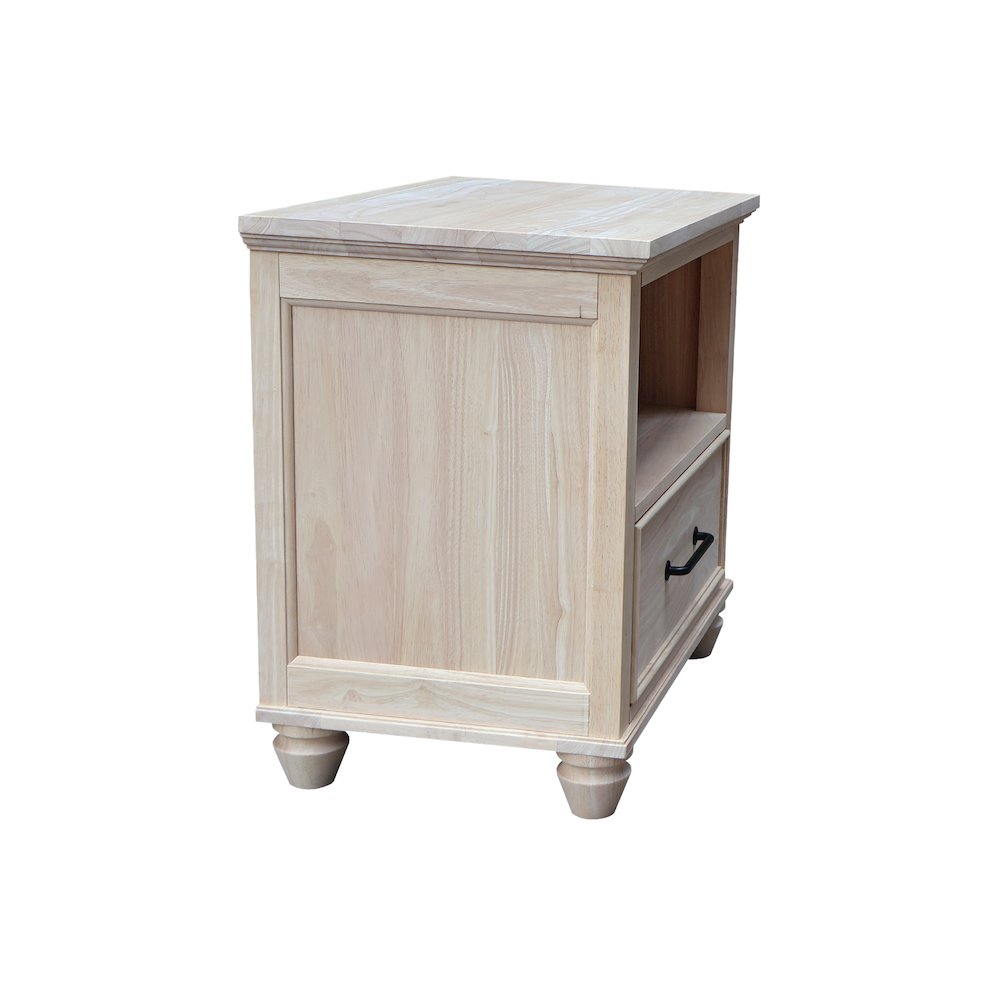 Solid Wood 1-Drawer Nightstand, Ready to Finish Hardwood Bedside Table. Picture 4