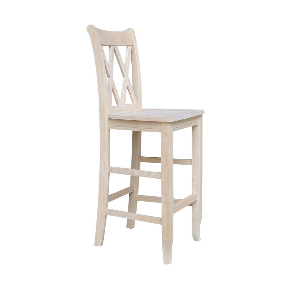 Double X-Back Bar height Stool - 30" Seat Height , Unfinished. Picture 5