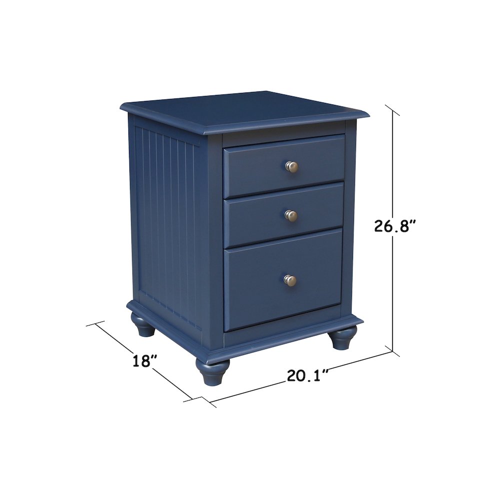 3-Drawer Nightstand, Modern Denim Blue Bedside Table with Tiered Storage. Picture 4