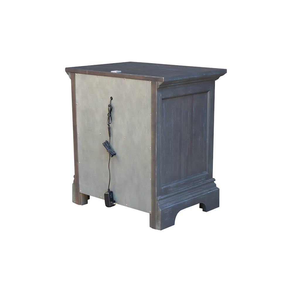 2-Drawer Nightstand with USB Charging Port, Modern Heather Gray Bedside Table. Picture 5