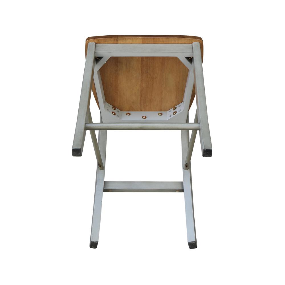 X-back Counterheight Stool - 24" Seat Height, Hickory/Stone. Picture 3