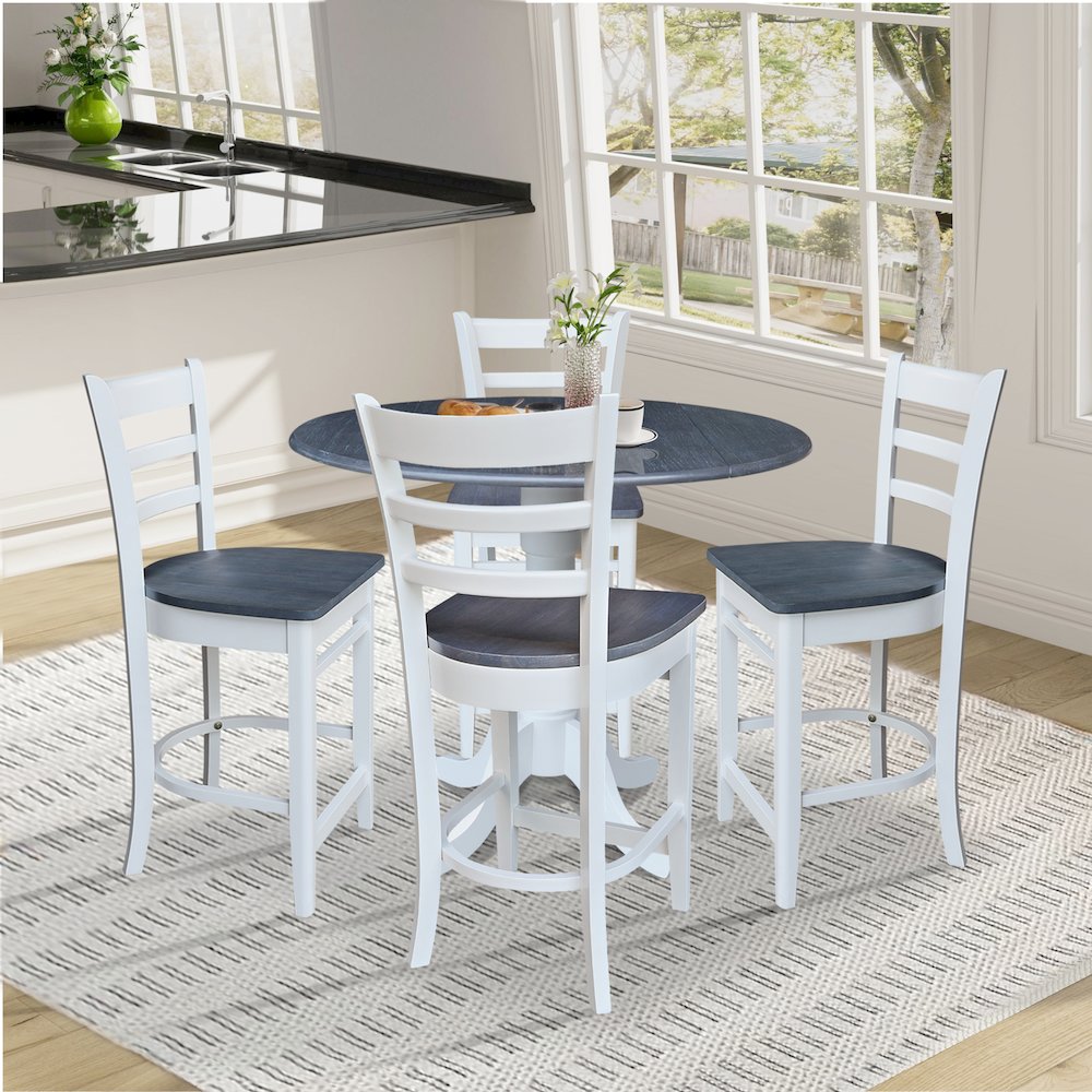 42" Round Pedestal Table with Four Counter Height Stools. Picture 4