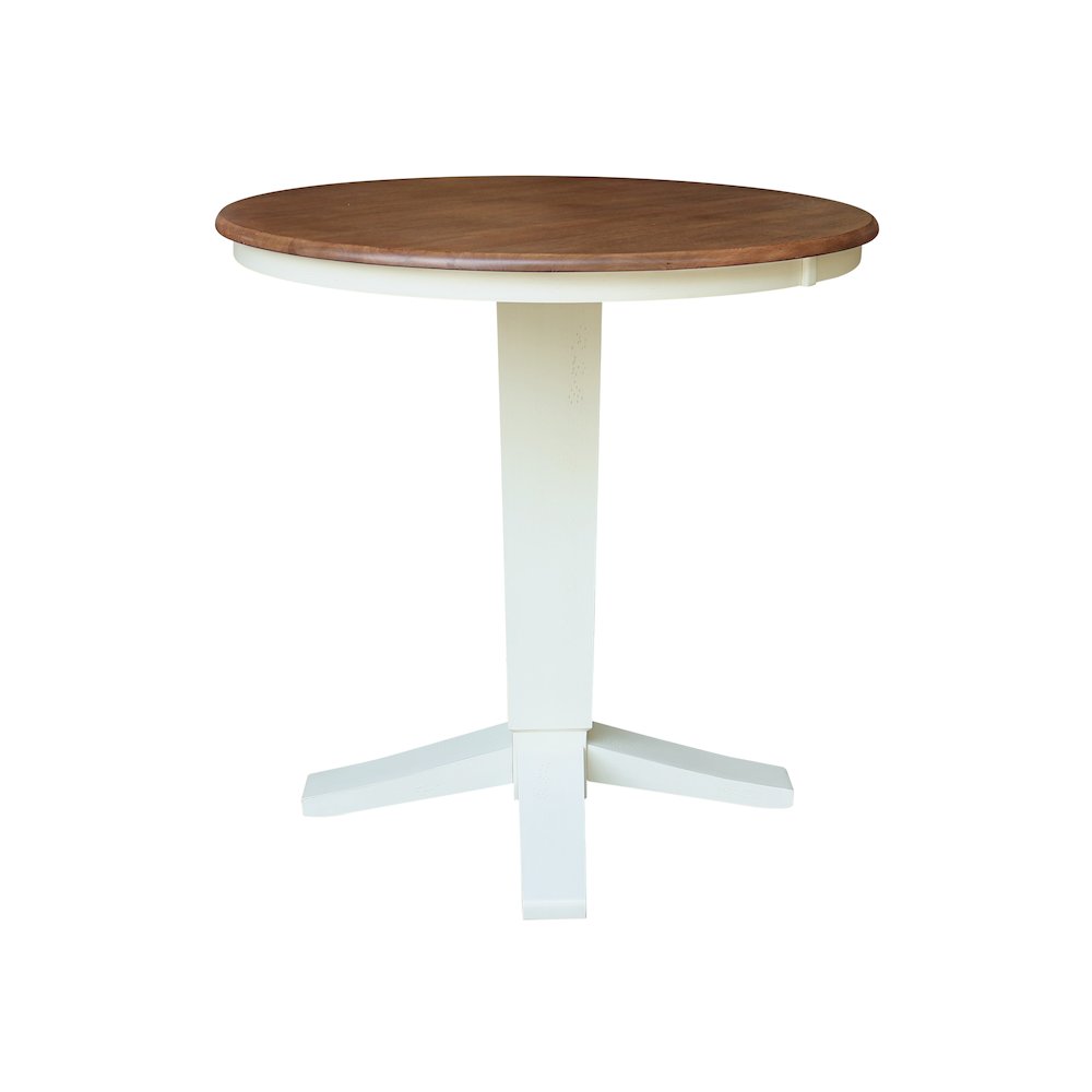 36" Solid Wood Round Top Pedestal Dining Table - 35.9" High. Picture 2