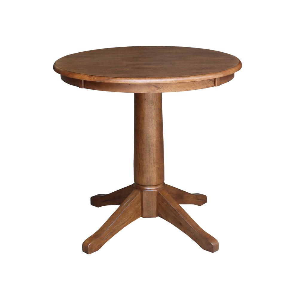 30" Round Top Pedestal Dining Table with 2 Madrid Ladderback Chairs. Picture 3