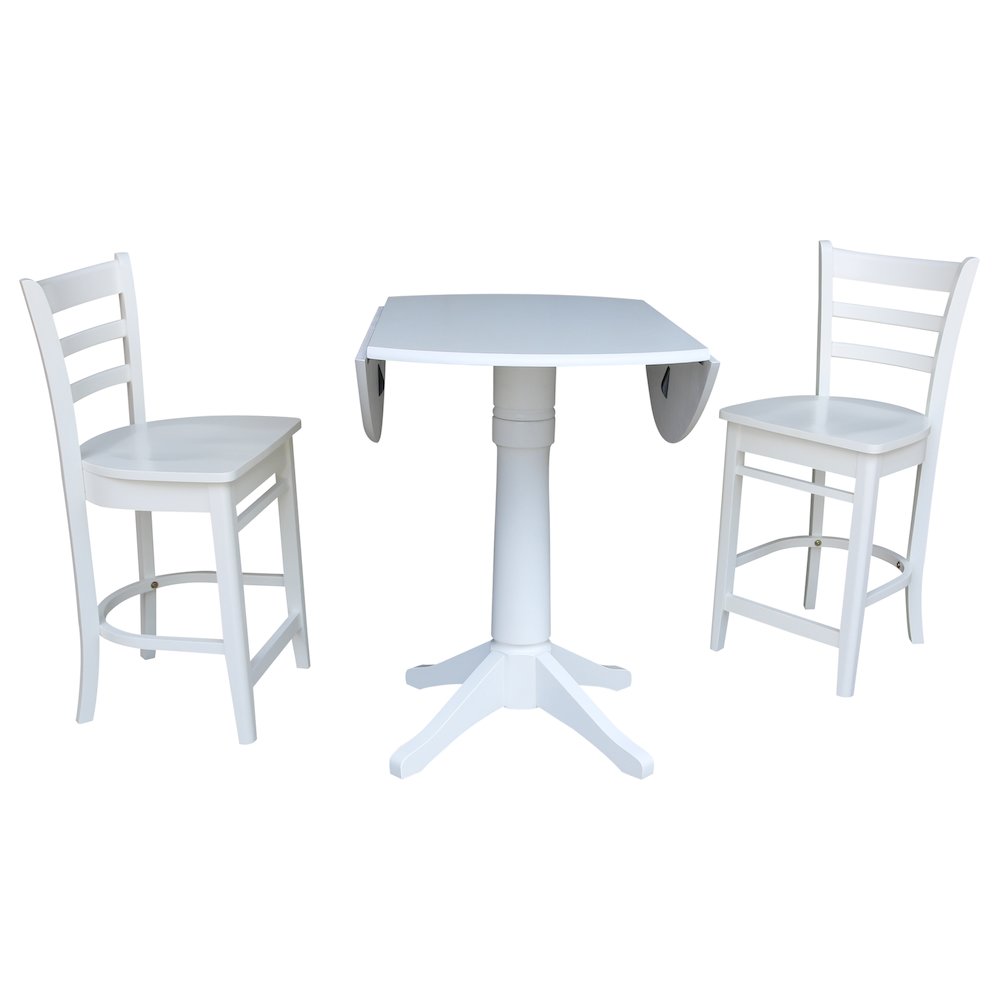42"Round Pedestal Gathering Height Table with Two Counter Height Stools,Espresso. Picture 3