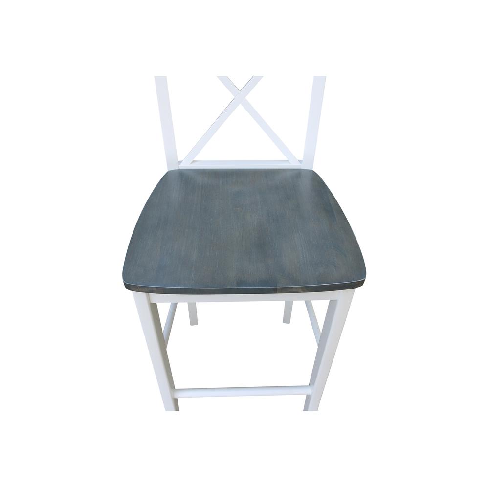 X-back Barheight Stool - 30" Seat Height, White/Heather Gray. Picture 3