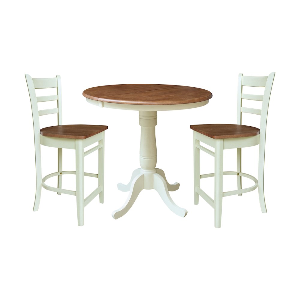 36" Round Extension Dining Table with 2 Stools. Picture 1