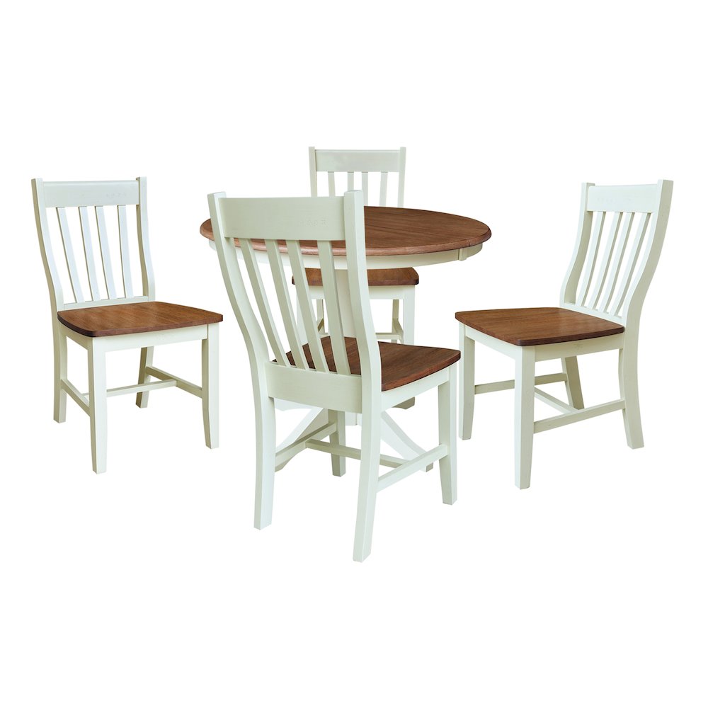 36" Round Extension Dining Table with 4 Cafe Dining Chairs. Picture 1