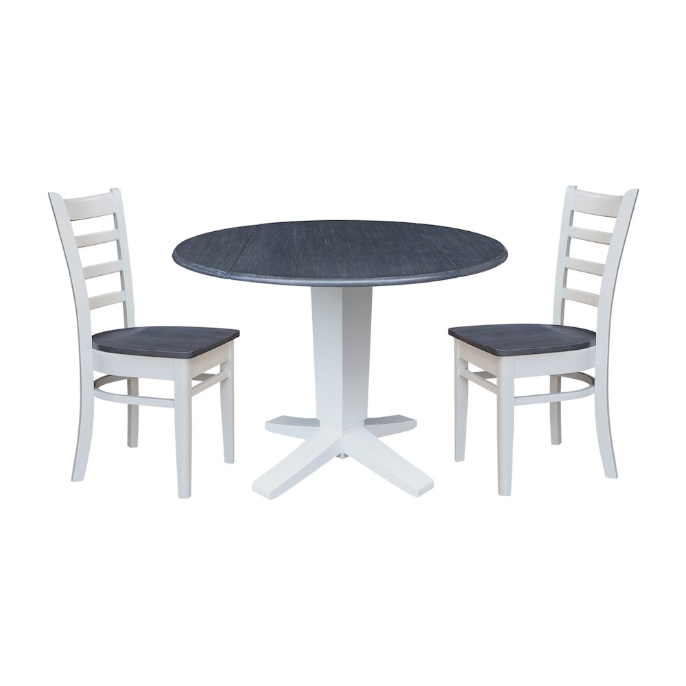 42" Round Drop Leaf Table with Two Dining Chairs. Picture 1