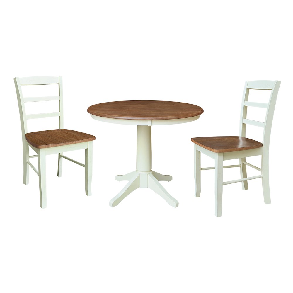 36" Round Top Pedestal Dining Table with 2 Madrid Chairs. Picture 1