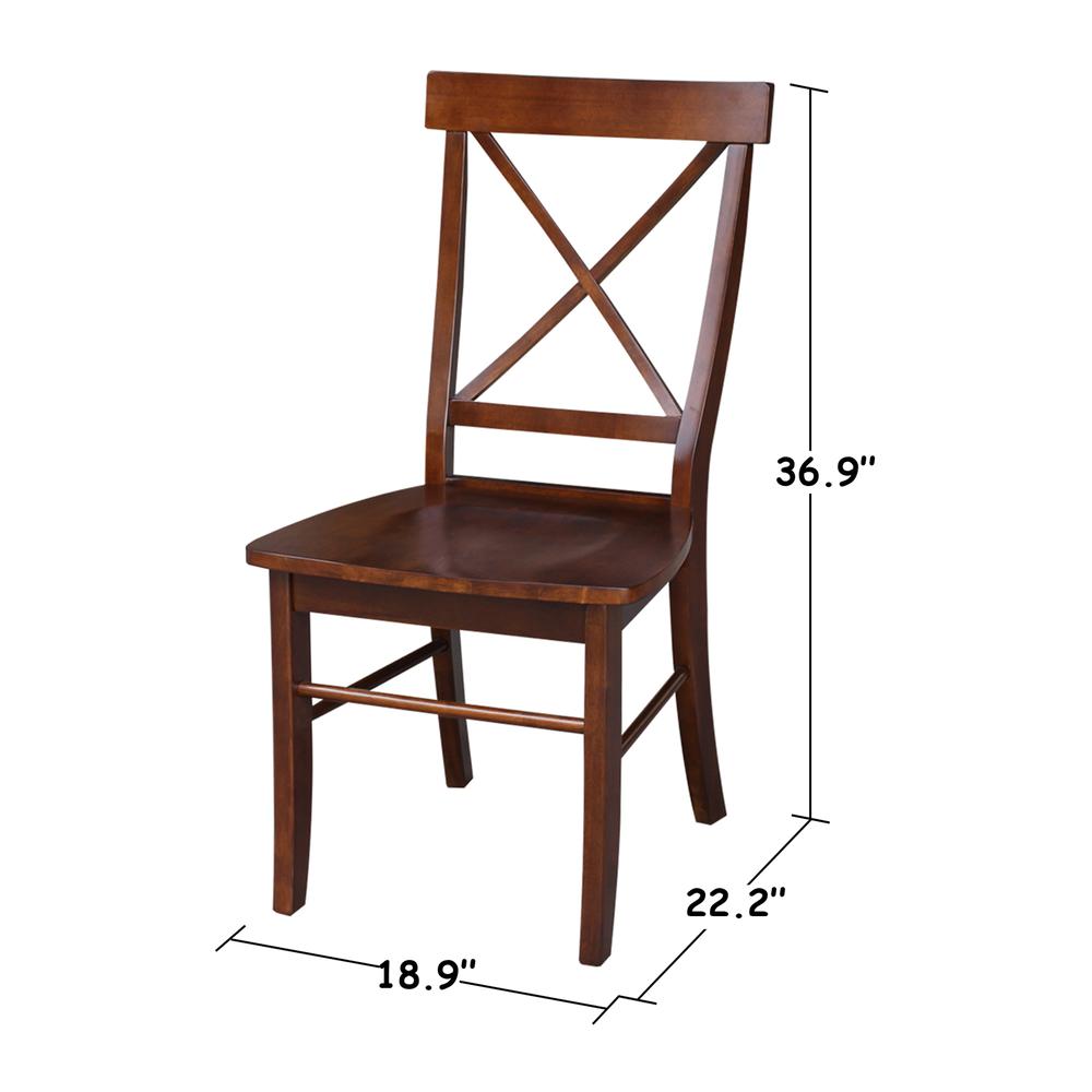 Set of Two X-Back Chairs  with Solid Wood Seats , Espresso. Picture 7