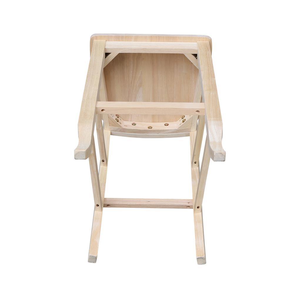 Double X-Back Bar height Stool - 30" Seat Height , Unfinished. Picture 3