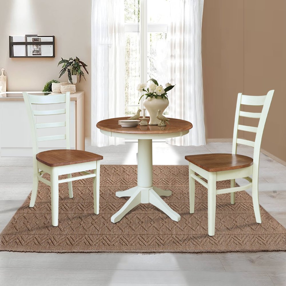 30" Round Top Pedestal Table with 2 Emily Chairs - 3 Piece Set. Picture 4