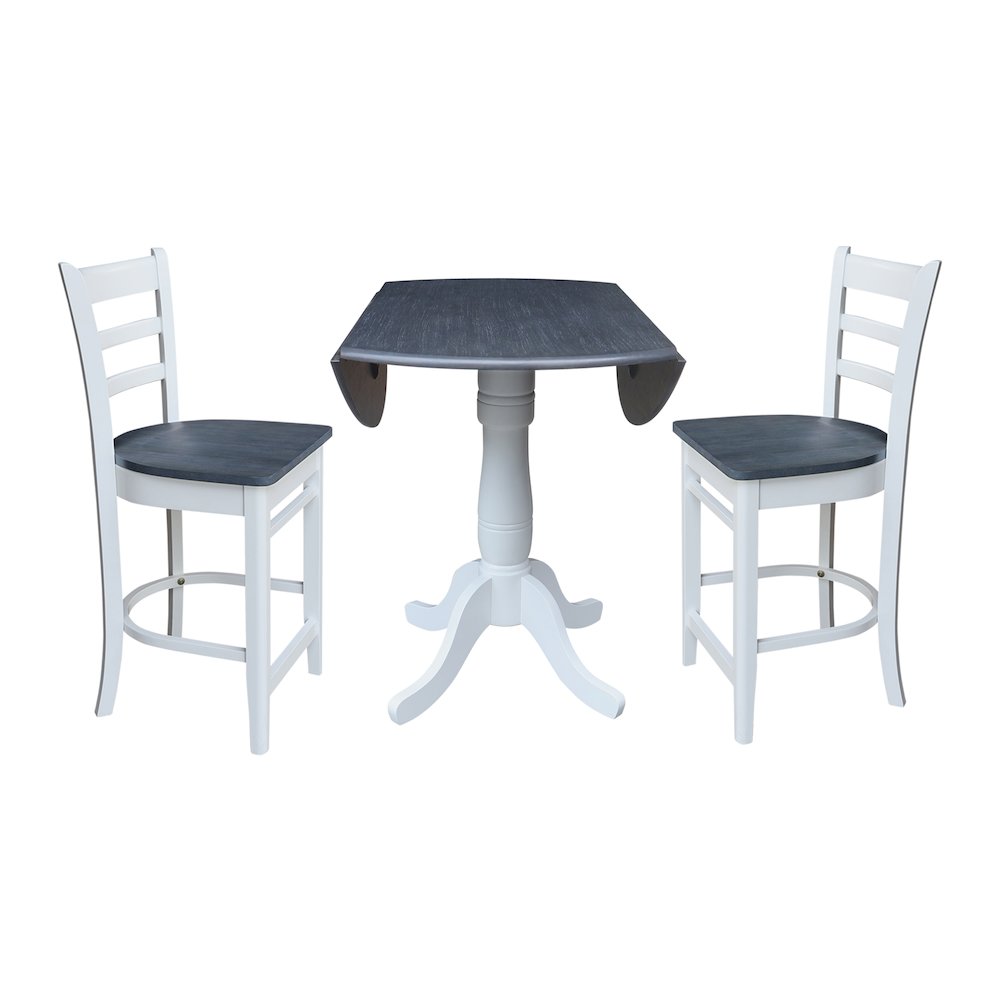 42" Round Pedestal Table with Two Counter Height Stools. Picture 3