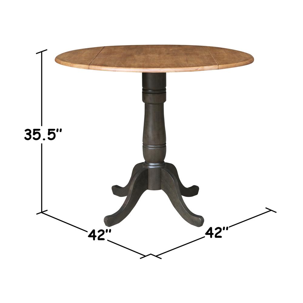 42 in. Round Dual Drop Leaf Counter Height Dining Table with 2 Splatback Stools. Picture 9