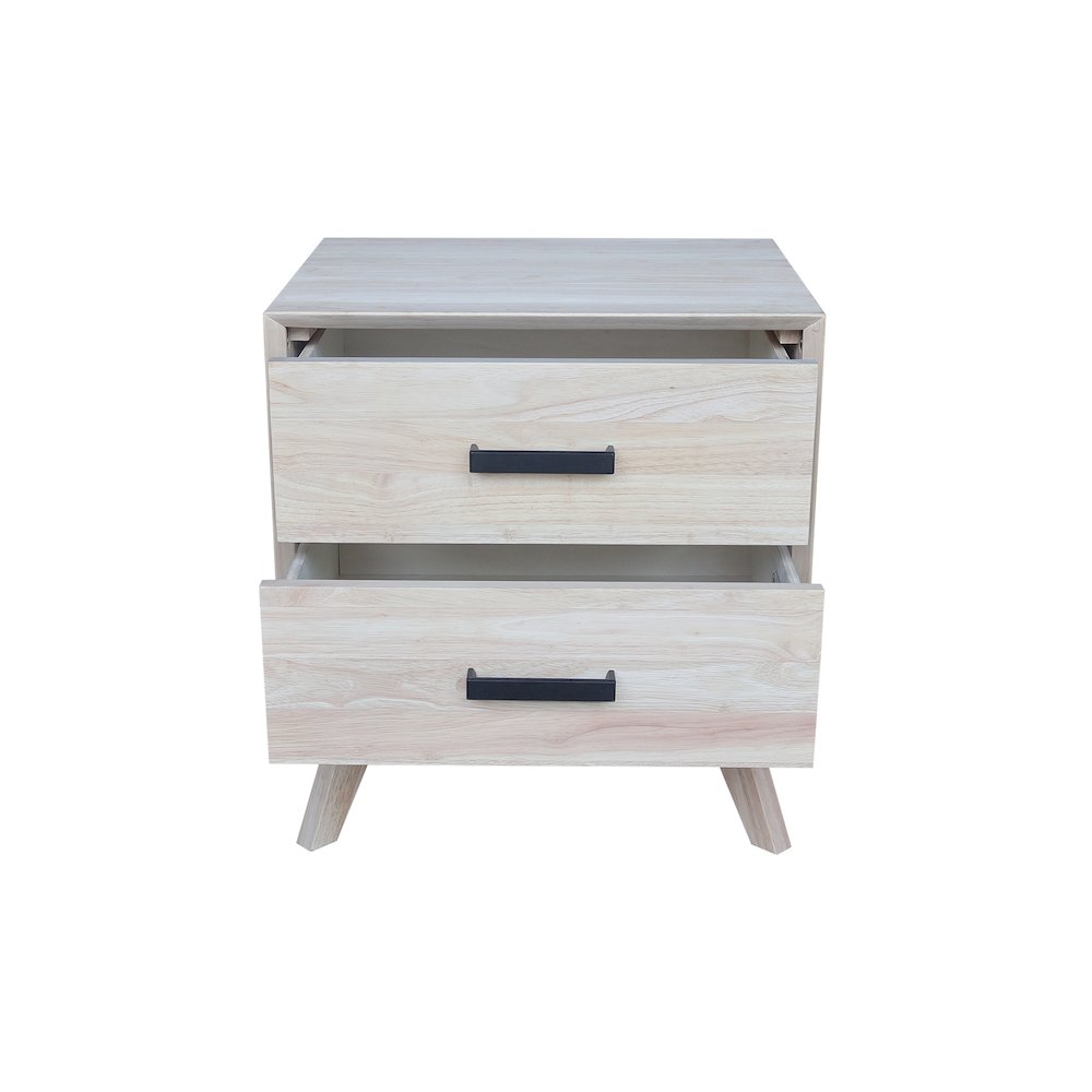 2-Drawer Nightstand, Wide-Body Unfinished Ready to Finish Bedside Table. Picture 6