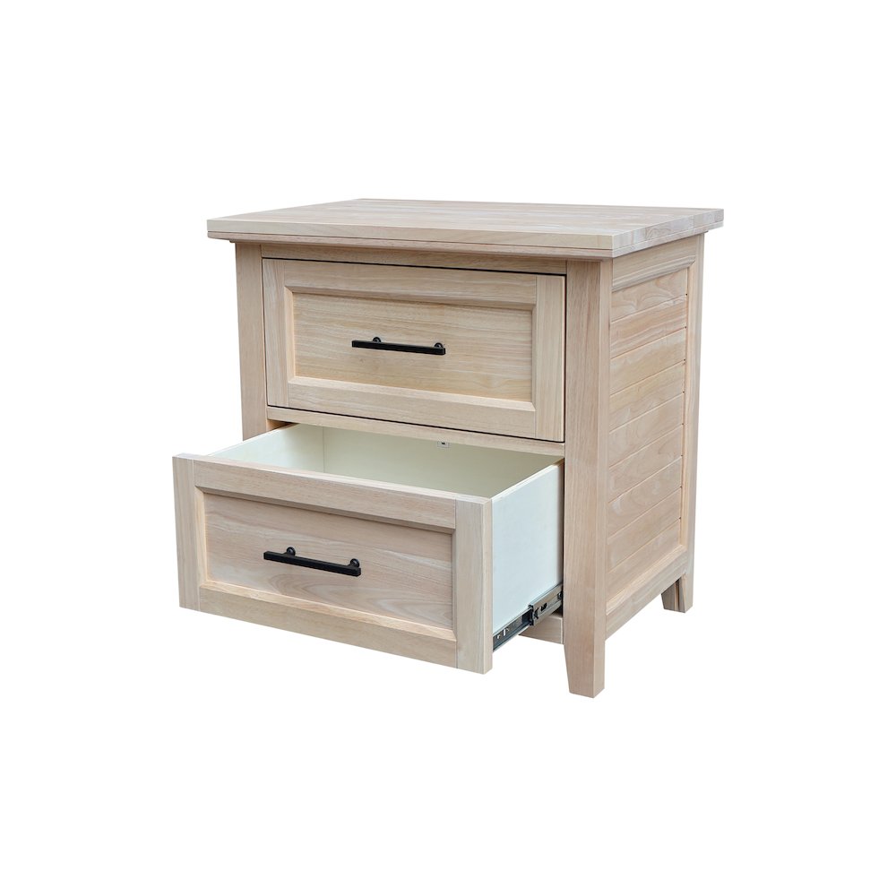 2-Drawer Nightstand, Extra-Deep Unfinished Ready to Finish Bedside Chest. Picture 6